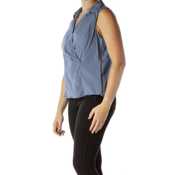 Talbots Blue White Polkadots Top - Picture 3 of 3